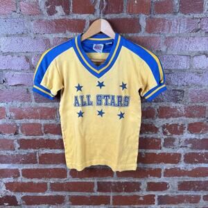 Vintage Union Jacks Shirt Size 30/32 Medium Yellow All Stars Jersey Conrad 6 70s